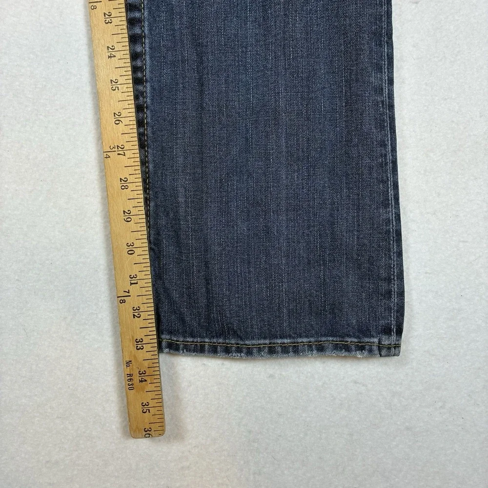 True Religion Ricky Straight Flap Men 33 x 33 Blue Distressed 100% Cotton Jeans